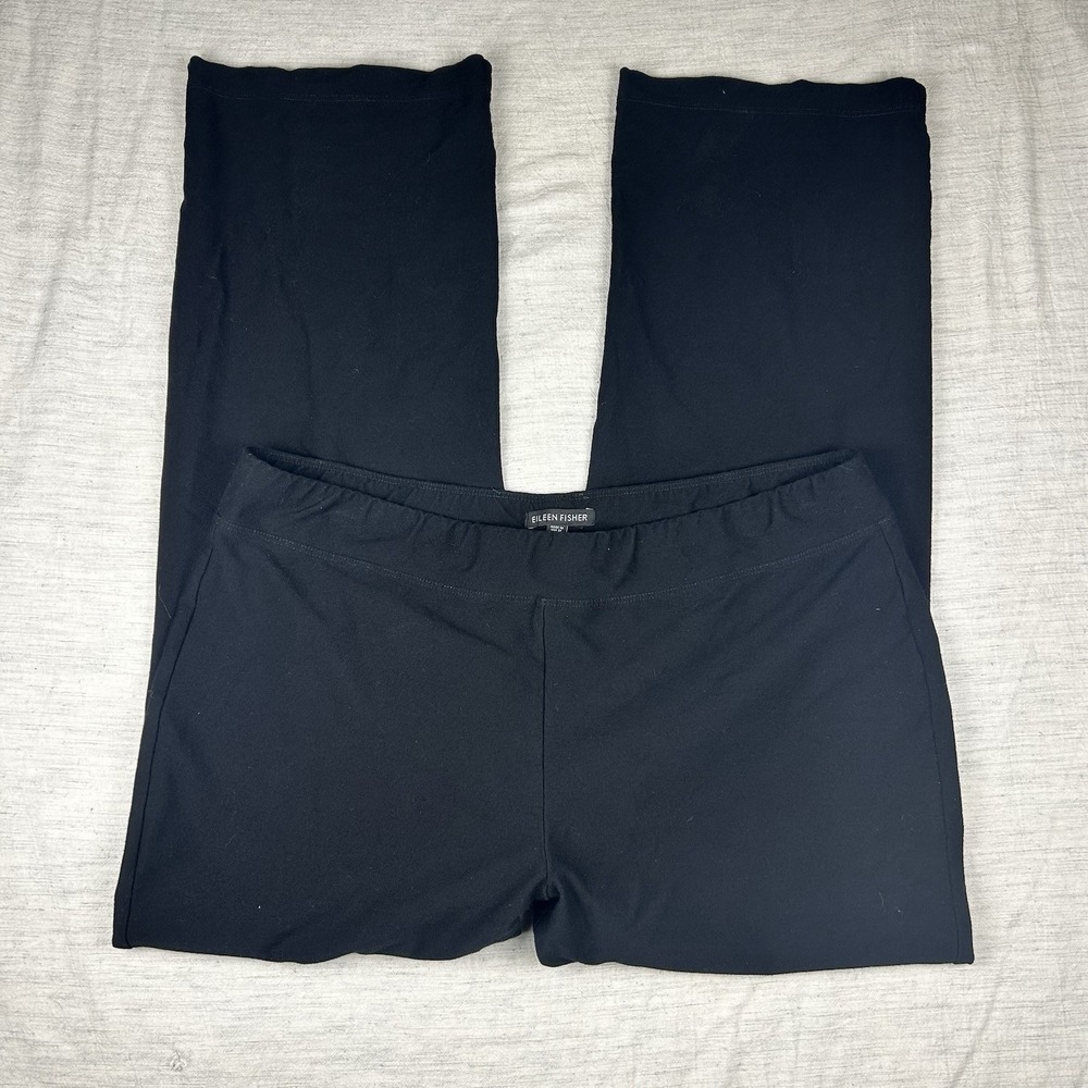 Eileen Fisher Womens Medium Black Slim Pull-On Tapered Pants Viscose Nylon Spand